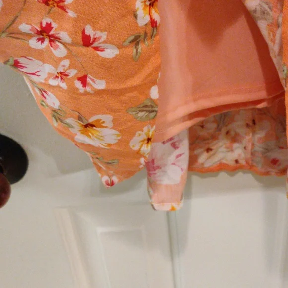 White Birch NWOT light tangerine floral dress size 2X - Picture 5 of 8